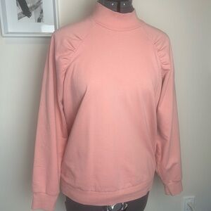 Soft Pink Michael Kors Mock Neck Gathered Raglan Sleeve Sweatshirt
